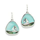 97810, SAILBOAT ABALONE ACRYLIC EARRING