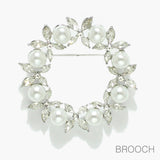 97816, ROUND PEARL WITH RHINESTONE PIN BROOCH