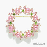 97816, ROUND PEARL WITH RHINESTONE PIN BROOCH