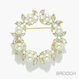 97816, ROUND PEARL WITH RHINESTONE PIN BROOCH