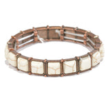 97820, WESTERN SQUARE TURQUOISE STONE STRETCH BRACELET