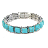 97820, WESTERN SQUARE TURQUOISE STONE STRETCH BRACELET