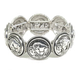 97823, WESTERN BUFFALO COIN METAL STRETCH BRACELET
