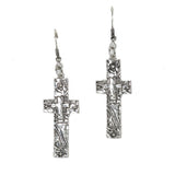 97832, WESTERN TEXTURED CROSS DANGLE EARRING