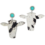 97834, WESTERN BIG COW HEAD VELVET EARRING