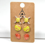 97836, SOFTBALL ENAMEL STUD EARRING SET
