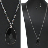 97854, NATURAL CUT SEMI PRECIOUS STONE LONG PENDANT NECKLACE