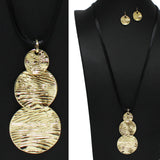 97858, TEXTURED TRIPLE ROUND DROP LONG PENDANT NECKLACE