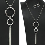 97861, HAMMERED ROUND WITH TASSEL LONG PENDANT NECKLACE