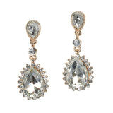 97862, TEARDROP ACCENT PAVE RHINESTONE DANGLE EARRING
