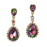 97862, TEARDROP ACCENT PAVE RHINESTONE DANGLE EARRING