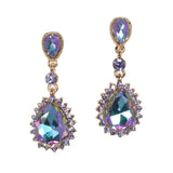97862, TEARDROP ACCENT PAVE RHINESTONE DANGLE EARRING