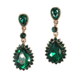 97862, TEARDROP ACCENT PAVE RHINESTONE DANGLE EARRING