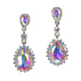 97862, TEARDROP ACCENT PAVE RHINESTONE DANGLE EARRING