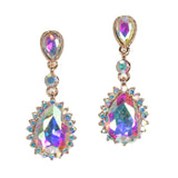 97862, TEARDROP ACCENT PAVE RHINESTONE DANGLE EARRING