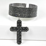 97880, CROSS CHARM PAVE RHINESTONE CUFF BRACELET