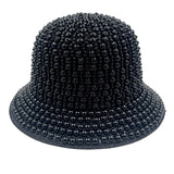 97885, PEARL STUDDED RHINESTONE STRAW BUCKET HAT