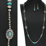 97887, WESTERN CONCHO WITH NAVAJO BEADED LONG NECKLACE