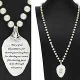 97888, "MOM'S BLESSING" SPOON PEARL BEADED LONG NECKLACE