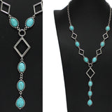 97890, TURQUOISE STONE Y-SHAPED NECKLACE