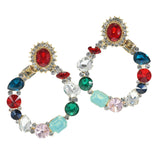 97898, MULTI SHAPE RHINESTONE EVENING EARRING