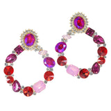 97898, MULTI SHAPE RHINESTONE EVENING EARRING