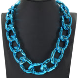 97905, COLORFUL HAMMERED PLASTIC CHAIN NECKLACE