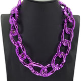 97905, COLORFUL HAMMERED PLASTIC CHAIN NECKLACE