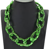 97905, COLORFUL HAMMERED PLASTIC CHAIN NECKLACE