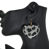 97906, ANIMAL PRINT HEART PAVE RHINESTONE EARRING