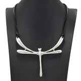 97907, DRAGONFLY WITH LEATHER CORD NECKLACE