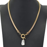 97910, FRESHWATER PEARL ACCENT SNAKE CHAIN NECKLACE
