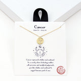 97919, GOLD DIPPED, "CANCER" DAINTY CUBIC ZIRCONIA CHARM PENDANT NECKLACE