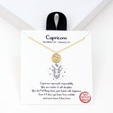 97919, GOLD DIPPED, "CAPRICORN" DAINTY CUBIC ZIRCONIA CHARM PENDANT NECKLACE