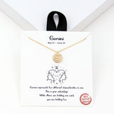 97919, GOLD DIPPED, "GEMINI" DAINTY CUBIC ZIRCONIA CHARM PENDANT NECKLACE
