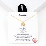 97919, GOLD DIPPED, "AQUARIUS" DAINTY CUBIC ZIRCONIA CHARM PENDANT NECKLACE