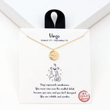 97919, GOLD DIPPED, "VIRGO" DAINTY CUBIC ZIRCONIA CHARM PENDANT NECKLACE