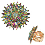 97921, FLOWER RHINESTONE STRETCH RING