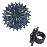 97921, FLOWER RHINESTONE STRETCH RING