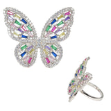 97922, CUBIC ZIRCONIA BUTTERFLY ADJUSTABLE RING