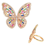 97922, CUBIC ZIRCONIA BUTTERFLY ADJUSTABLE RING