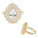 97923, TEARDROP CUBIC ZIRCONIA ADJUSTABLE RING