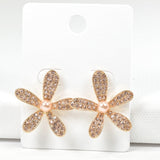 97930, FLOWER RHINESTONE WITH PEARL STUD EARRING
