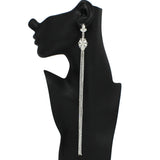 97941, MULTI SHAPE RHINESTONE LONG DROP EARRING