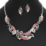 97944, ENAMEL LEAF WITH RHINESTONE NECKLACE
