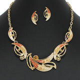 97944, ENAMEL LEAF WITH RHINESTONE NECKLACE