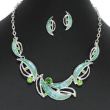 97944, ENAMEL LEAF WITH RHINESTONE NECKLACE
