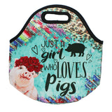 97948, "JUST A GIRL WHO LOVES PIGS" NYLON LUNCH BAG