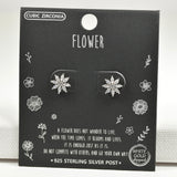 97950, GOLD DIPPED, DAINTY FLOWER CUBIC ZIRCONIA STUD EARRING
