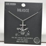 97957, GOLD DIPPED, ANCHOR CUBIC ZIRCONIA PENDANT NECKLACE